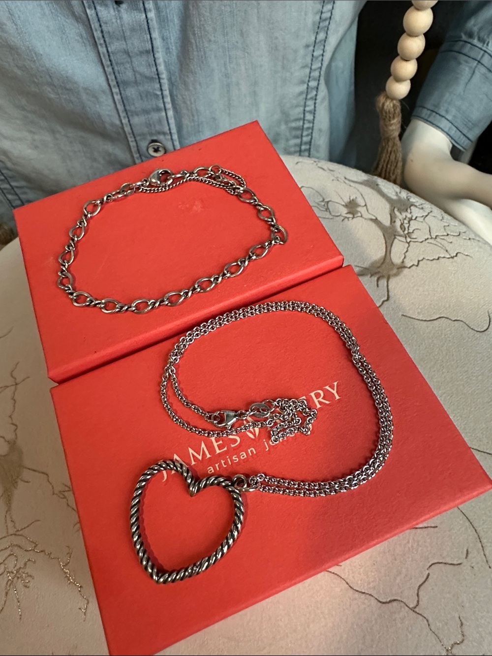 James Avery changeable heart charm necklace and bracelet